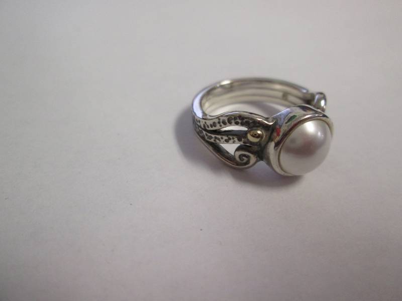 sterling Silver Ring. Imitation Pearl. Größe 6 von GoofBallStuff