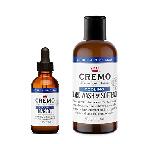CREMO - Beruhigendes Bartöl Für Männer | Natürliche Öle | Zitrus & Minze Duft | 30ml + Bartshampoo Für Männer |Zitrus & Minze | 177ml von Cremo