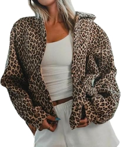 Damen Kapuzenpullover mit Leopardenmuster Retro Kapuzen pullover im Leoparden Look modischer Trend Lockerer lässiger übergroßer Kapuzenpullover im Gothic im Harajuku Stil (Leopardenmuster,S) von Goolecrimp