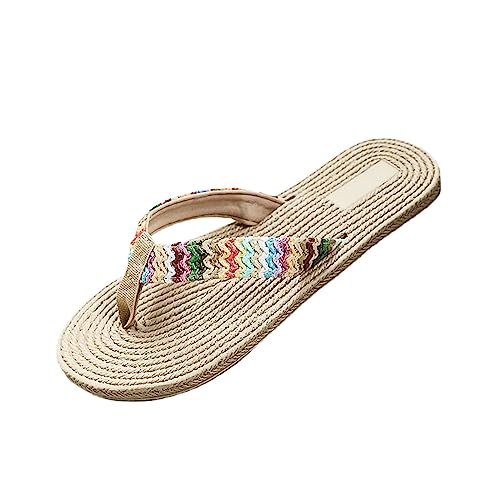 Damen Sommer Schwimmbad Strand Bequeme Strand Plattform Bequeme Flip Flops Mode Outwear Flache Strand Sandalen Sandalen Clip On Hausschuhe (Braun,40) von Goolecrimp