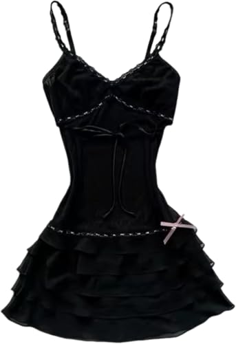 Damen Vintage Spitze 2000er Poncho Top Party Clubwear Mode Solide Spitze Halter Taille Vintage Cropped Bluse Y2k Kleider (schwarz 1,M) von Goolecrimp