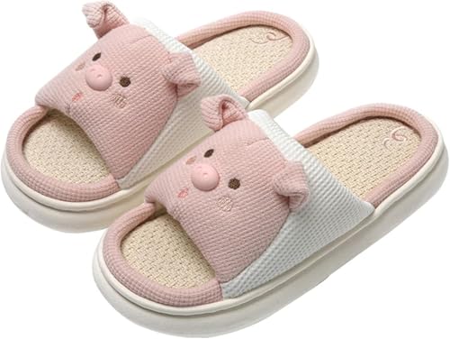 Frauen Mode Lässig Niedlich Tier-förmigen Frühling Und Herbst Hausschuhe Weich Und Bequem Dicken Rutschfesten Gummiboden Hausschuhe (Rosa,36-37) von Goolecrimp