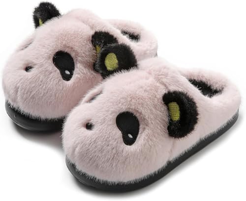 Goolecrimp Frauen Niedlich Cartoon Panda Muster Plüsch Warme Hausschuhe Bequem Warm Weich Indoor Dicken Boden Nach Hause Rutschfeste Hausschuhe (Rosa,36-37) von Goolecrimp