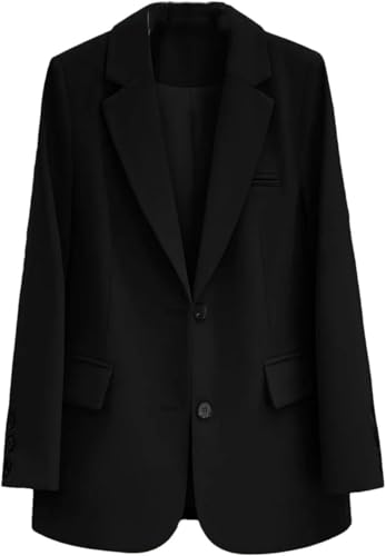 Goolecrimp Klassischer Damen Blazer Mit Revers Und Einreihigem Revers Eleganter Lockerer Business Und Büro Blazer (Schwarz,XXL) von Goolecrimp