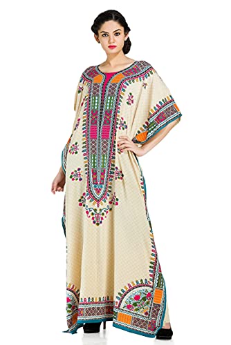 Goood Times Übergröße Kaftan Kleid Tunika Lang Maxi Kimono Kaftan Kleid Nachthemd Strand Party Casual Kleid, beige, Einheitsgröße Mehr von Goood Times