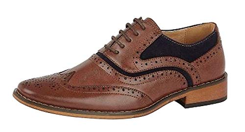 Goor Harry Jungen Budapester, Brogue-Oxford-Schuh mit Flügelkappe, Dunkelbraun, Braun - dunkelbraun - Größe: 28 EU von Goor