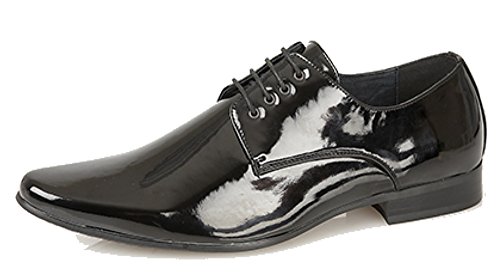 Lackierte Gibson-Schuhe für Herren, Schlankkarreefußform, 4 Ösen, Schwarz, Schwarz - schwarzer lack - Größe: 43 von Goor