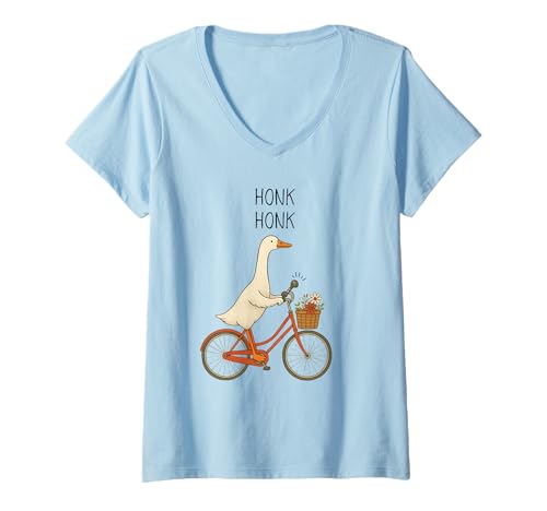 Damen Goose Fahrraddesign für Fahrradfahrer T-Shirt mit V-Ausschnitt Damen Goose Fahrraddesign für Fahrradfahrer T-Shirt mit V-Ausschnitt von Goose Designs Unlimited