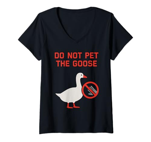 Damen Lustiges Gänse-Meme Chaos Honk-Zertifiziert Silly Angry Goose T-Shirt mit V-Ausschnitt Damen Lustiges Gänse-Meme Chaos Honk-Zertifiziert Silly Angry Goose T-Shirt mit V-Ausschnitt von Goose Lover Gift Certified Silly Chaos Meme Animal