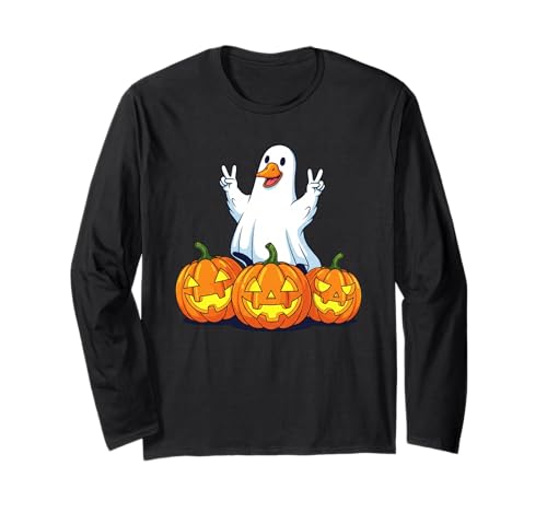 Lustiger Geisterkürbis-Boo für Halloween, Kinder, Herren und Damen Langarmshirt von Goose Lovers Geese Halloween Ghost Pumpkin Outfits