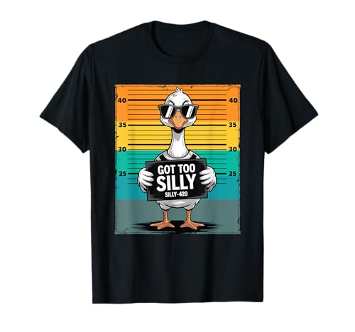 Got Too Silly Lustiges Vintage-Gänse-Fahndungsfoto, Humor, Herren und Damen T-Shirt Got Too Silly Lustiges Vintage-Gänse-Fahndungsfoto, Humor, Herren und Damen T-Shirt von Goose Vintage Mugshot