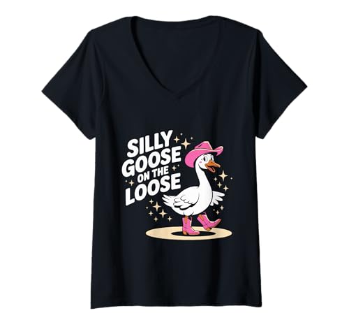 Damen Gans ist albern T-Shirt mit V-Ausschnitt Damen Gans ist albern T-Shirt mit V-Ausschnitt von Goose and Co