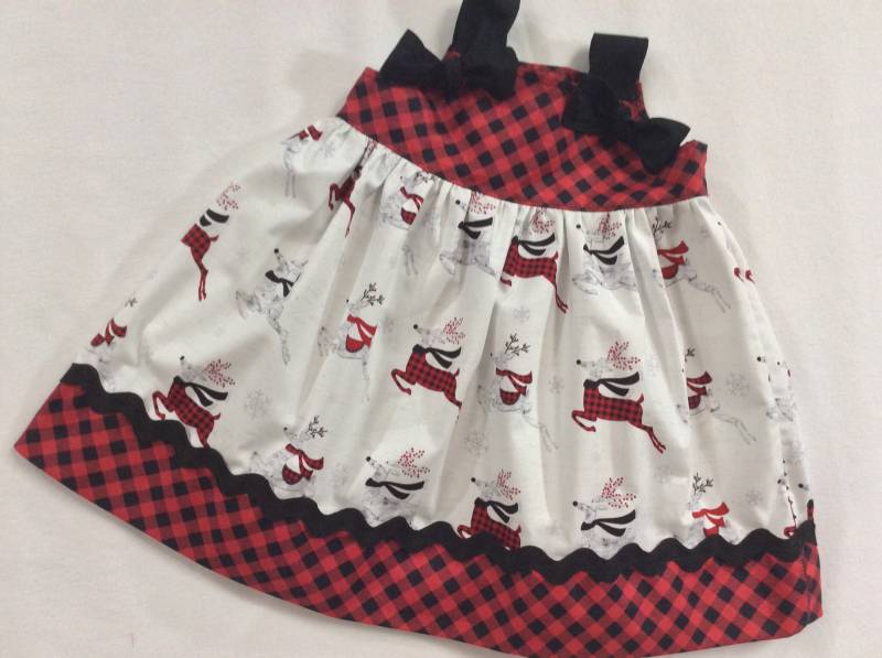 Buffalo Karierten Weihnachten Rentier Rot Und Schwarz Check Kleid Rentierkleid von GooseGooseDuckDesign