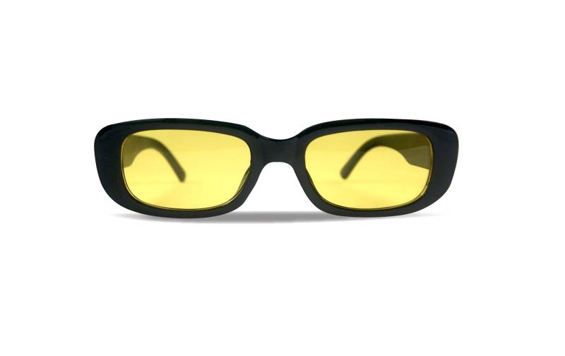 Die Perfekte Sonnenbrille | Schwarze Rahmen Mit Gelben Linsen Unisex Rechteckig 90Er Jahre Y2K Raver Style Ästhetik Nicht Rezeptfrei Gans Taffy von GooseTaffy