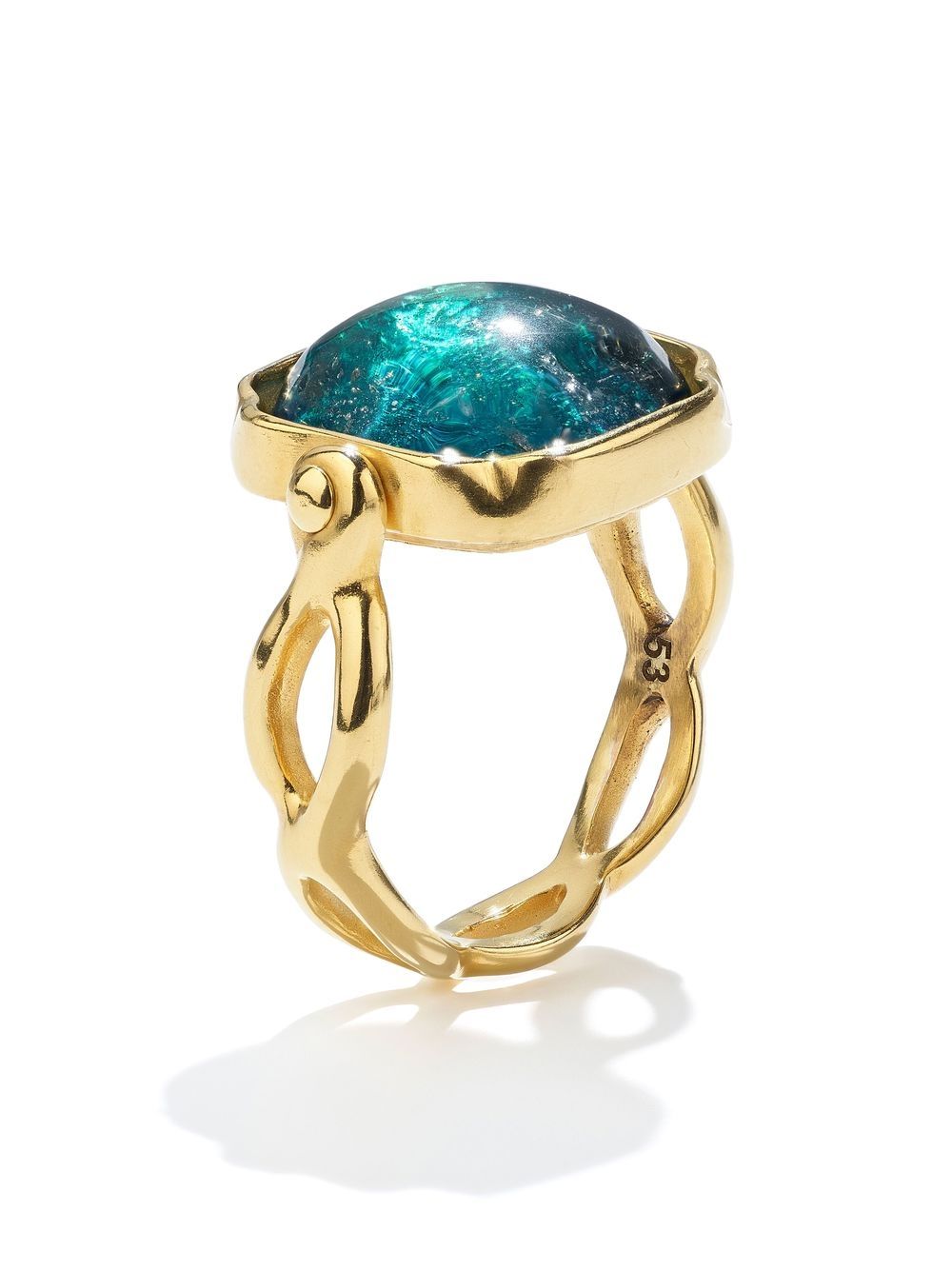 Goossens Eckiger Ring mit Cabochon - Gold von Goossens