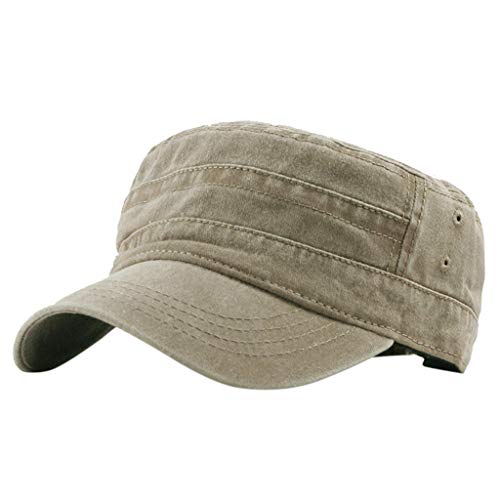 Goosuny Army Kappe Baumwolle Herren Damen Military Army Stil Cap Sommer Flat Top Verstellbare Sonnen Kappe Distressed Outdoor Basecap Mütze für Wandern und Sport von Goosuny