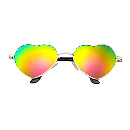 Goosuny Sonnenbrille in Herz-Form mit Metallrahmen und Metall Bügel, Unisex Sunglasses, Damen Herren Polarisiert, Hippie Gläser Brille, Groß Rahmen von Goosuny