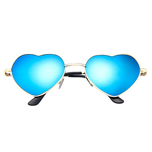 Goosuny Sonnenbrille in Herz-Form mit Metallrahmen und Metall Bügel, Unisex Sunglasses, Damen Herren Polarisiert, Hippie Gläser Brille, Groß Rahmen von Goosuny