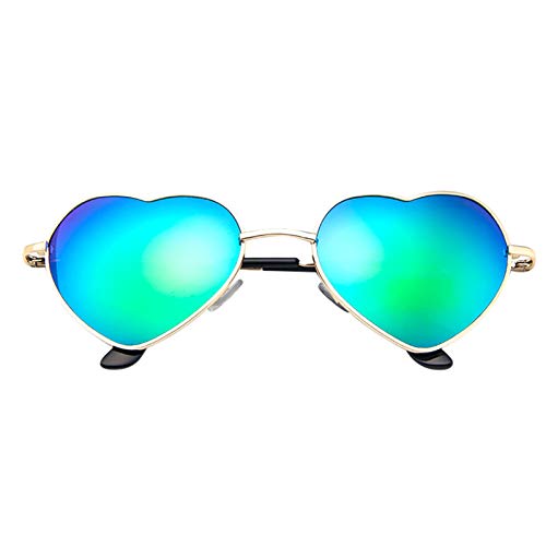 Goosuny Sonnenbrille in Herz-Form mit Metallrahmen und Metall Bügel, Unisex Sunglasses, Damen Herren Polarisiert, Hippie Gläser Brille, Groß Rahmen von Goosuny