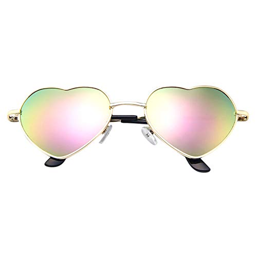 Goosuny Sonnenbrille in Herz-Form mit Metallrahmen und Metall Bügel, Unisex Sunglasses, Damen Herren Polarisiert, Hippie Gläser Brille, Groß Rahmen von Goosuny