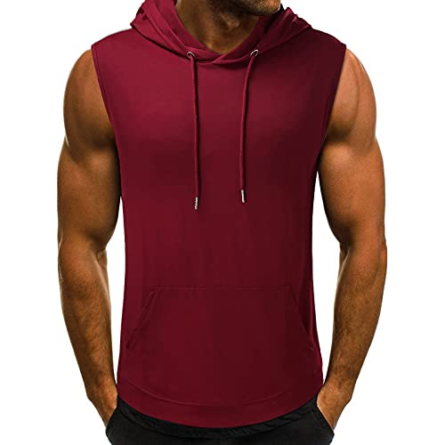 Goosuny Tank Top Herren Sommer Sportshirt Ärmellos Hoodie Fitness Muskelshirt Gym Workout Hoodie Slim Fit Männer Bodybuilding T-Shirt Trainingsshirt Weste Unterhemden mit Handytaschen von Goosuny