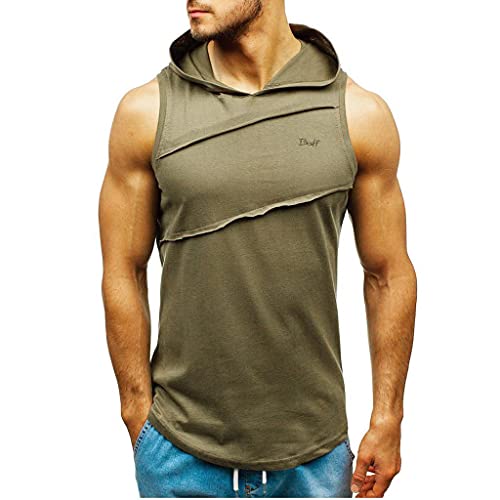 Goosuny Tank Top Herren Sommer Sportshirt Ärmellos Hoodie Fitness Muskelshirt Gym Workout Hoodie Slim Fit Männer Bodybuilding T-Shirt Trainingsshirt Weste Unterhemden mit Handytaschen von Goosuny