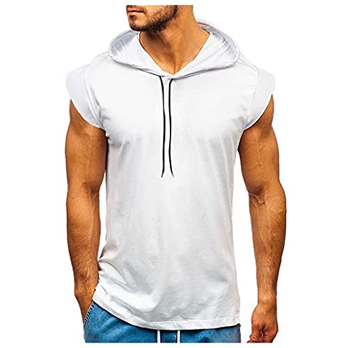 Goosuny Tank Top Herren Sommer Sportshirt Ärmellos Hoodie Fitness Muskelshirt Gym Workout Hoodie Slim Fit Männer Bodybuilding T-Shirt Trainingsshirt Weste Unterhemden mit Handytaschen von Goosuny