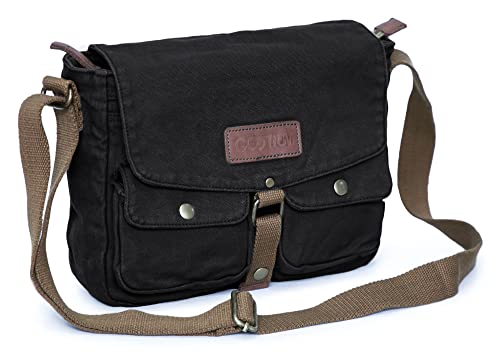 Gootium Canvas Messenger Bag – Vintage Crossbody Schultertasche Militär Satchel, Charcoal von Gootium