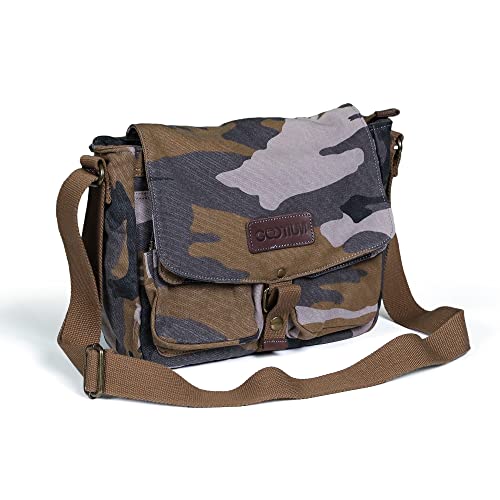 Gootium Canvas Messenger Bag - Vintage Crossbody Umhängetasche Militär Satchel, Camo, Langlebig, Militär, Vintage von Gootium