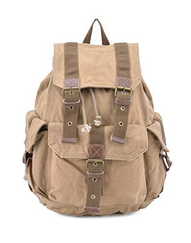 Gootium Canvas Rucksack Backpack Wanderrucksack Vintage Rucksäcke Unisex - 22 Liter Khaki von Gootium