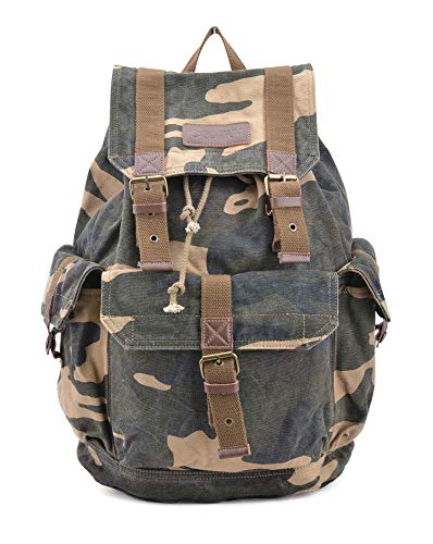 Gootium Canvas Rucksack Backpack Wanderrucksack Vintage Rucksäcke Unisex - Camouflage von GOOTIUM