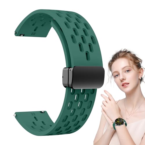 20-mm-Uhrenarmband, 20-mm-Uhrenarmband | 20 mm Silikonkautschukarmband,Uhrenarmband mit magnetischer Faltschließe, Kautschuk-Uhrenarmband für Damen und Herren Goowafur von Goowafur