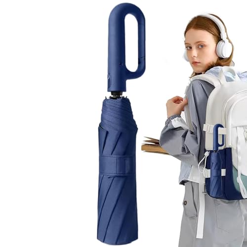 Goowafur Automatischer Faltschirm,Automatischer Regenschirm,Automatischer UV-Schutzschirm mit Karabinergriff | Kompakter tragbarer Regenschirm, faltbarer Regenschirm für Regen und Sonne, Damen und von Goowafur