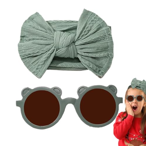 Goowafur Baby-Stirnbänder mit Schleifen, Baby-Stirnbänder für Mädchen mit Schleifen, Stirnbänder und Sonnenbrillen für Neugeborene, Baby-Mädchen-Schleifen-Stirnband-Sonnenbrillen-Set, von Goowafur