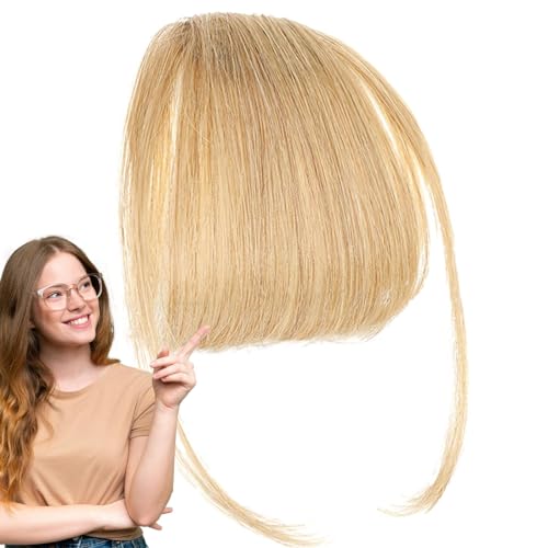 Goowafur Clip-on-Pony-Echthaar, Clip-in-Pony-Echthaar, Französische Pony-Clip-on-Haar-Pony-Erweiterungen, Naturfarbene Fransen-Haarteile, stilvolle Haarverlängerung mit ordentlichem Pony für Mädchen von Goowafur