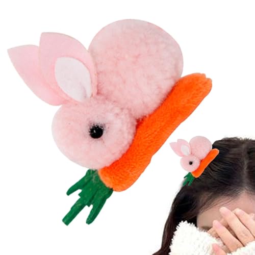 Goowafur Niedliche Häschen-Haarspange, Häschen-Haarspange - Plüsch Karotte Haarnadel - Cartoon-Hasen-Clip-Haarspangen für Mädchen, stilvolle Kopfbedeckung, Karotten-Haarschmuck für Frauen und von Goowafur