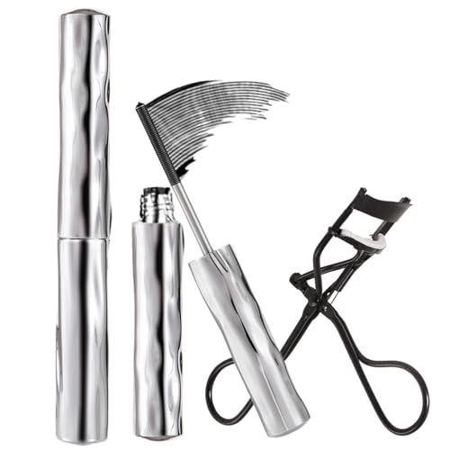 Goowafur Wasserdichte Mascara,2 Stück Clumpenfreie Volumen Mascara | Wimpern Dramatischer Natürlicher Look mit Curler für Alltag Arbeit Party Abend Date Frauen Mädchen von Goowafur