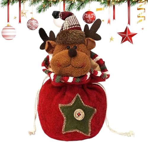 Goowafur Weihnachtliche Gestrickte Beutel | Weihnachtssacke | Santa Rentier Wiederverwendbarer Verpackungsbeutel Dekoration Kinder Sussigkeiten Verpackung von Goowafur
