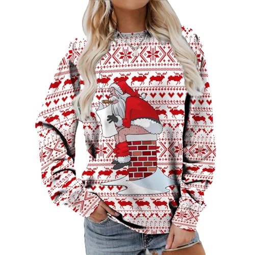 Goowafur Weihnachtsmann-Sweatshirts für Herren Bedrucken,Weihnachts-Sweatshirts mit 3D-Druck Weihnachtsmann | Damen-Herbstmode für Weihnachtsfeier, Shopping, Spazierengehen, Treffen, Zuhause von Goowafur