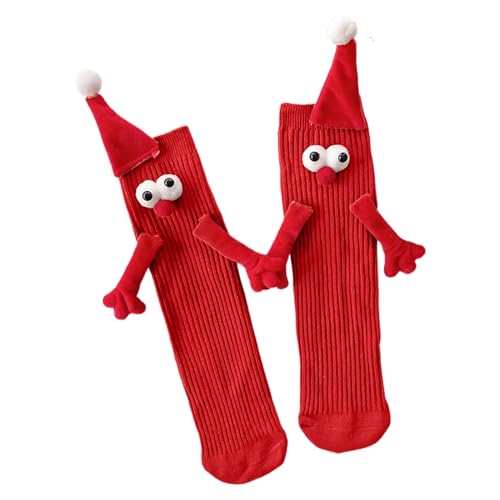 Handhaltende Socken - Freundschaftssocken Magnet | 3D-Puppenpaar-Handsocken für Erwachsene, weihnachtliche Mid-Tube-Socken, süße Paare-Geschenke, Freundschaft Goowafur von Goowafur