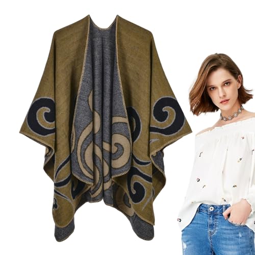 Schal-Wickelponcho für Damen, Poncho-Umhang mit offener Vorderseite,Winter Damen Cape Poncho - Weicher Pullover mit offenem Vorderumhang für Reisen, Party, Date Goowafur von Goowafur