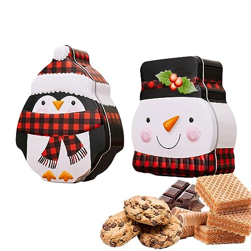 Weihnachts-Bonbonschachteln aus Weißblech,Schneemann-Pinguin-Weißblechdosen - Weihnachtsplätzchenschachteln, Weihnachtsgeschenk mit Deckel für Kinder, Erwachsene, Damen und Herren Goowafur von Goowafur