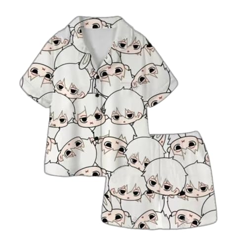 Blue Lock Pyjama Cartoon Anime Schlafanzug Chigiri Hyoma/Isagi Yoichi/Bachira Meguru/Seishiro Nagi Pyjama Sommer Schlafanzug Set 2 Piece mit Kurze Ärmel Shorts, Kinder, Damen, Herren von Gooyeh