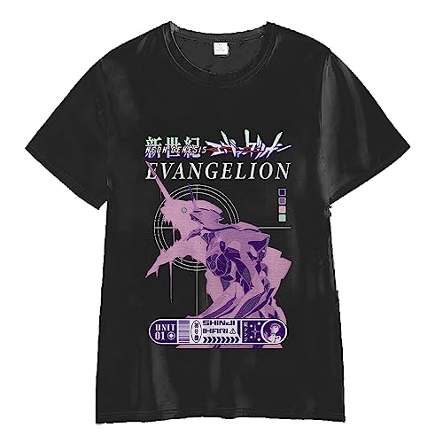 Gooyeh Asuka Langley Soryu T-Shirt Ikari Shinji Anime bedrucktes Kurzarm T Shirt EVANGELION-01 EVANGELION-02 Hip Hop Street Style Locker sitzendes kurzärmeliges Freizeithemd von Gooyeh