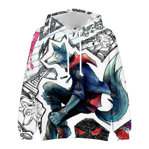 Gooyeh BEASTARS Kapuzen Sweatshirt Haru/legoshi/Louis Anime 3D Druck Cartoon Sweatshirt Kinder Erwachsene Kapuzen Sweatshirt Casual Fashion Tops Jacke von Gooyeh