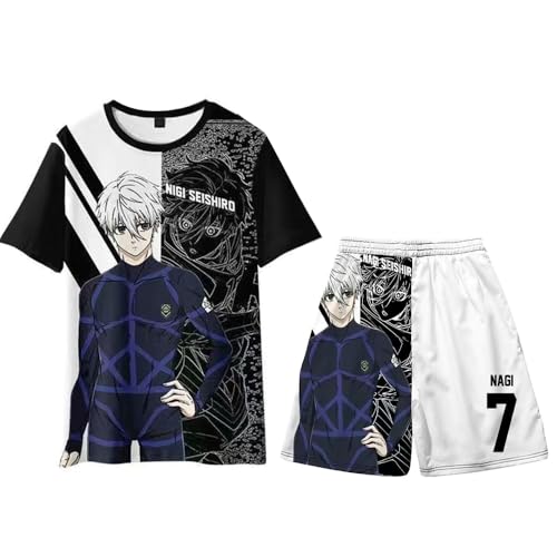 Gooyeh Beach Shorts Blue Lock T-shirt and Shorts Set Chigiri Hyoma/Bachira Meguru Anime Surfhose Casual Quick Dry Shorts 3D Print Casual Running Gym Shorts S-4XL von Gooyeh