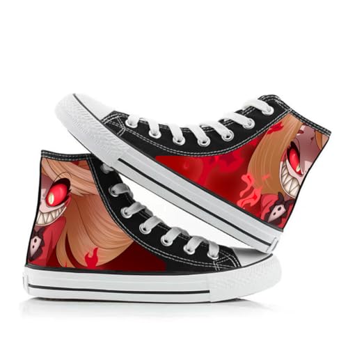 Gooyeh Hazbin Hotel Anime Print Schuhe Alastor und Angel Dust Cartoon Charaktere Canvas Schuhe Teenager High Top Casual Sneakers von Gooyeh