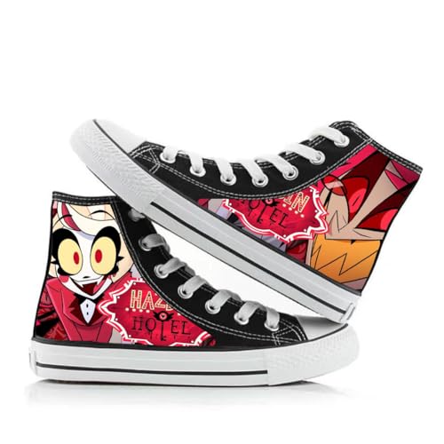 Gooyeh Hazbin Hotel Anime Print Schuhe Alastor und Angel Dust Cartoon Charaktere Canvas Schuhe Teenager High Top Casual Sneakers von Gooyeh