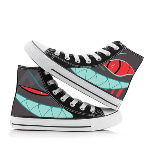 Gooyeh Hazbin Hotel Anime Print Schuhe Alastor und Angel Dust Cartoon Charaktere Canvas Schuhe Teenager High Top Casual Sneakers von Gooyeh