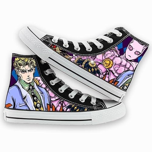 Gooyeh Graffiti High-Top Segeltuchschuhe Sneakers Atmungsaktive Casual Kujo Jotaro/Kira Yoshikage/Killer Queen Anime gedruckt High-Top Segeltuchschuhe von Gooyeh